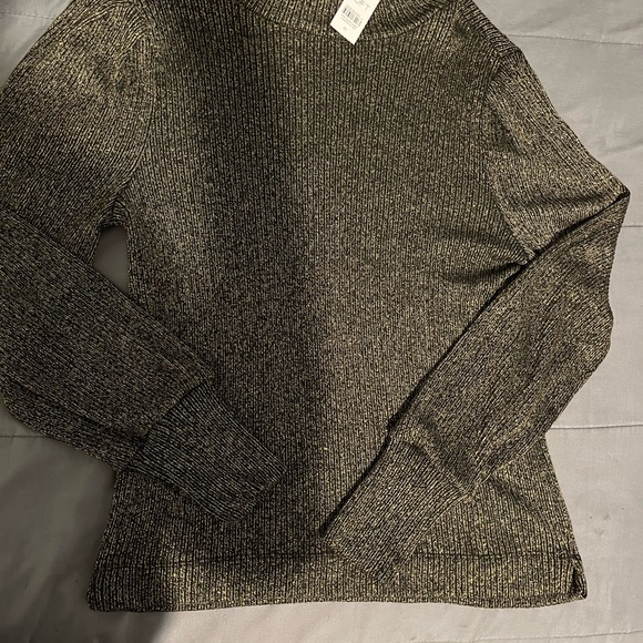 ANN TAYLOR LOFT BLACK AND GOLD SWEATER - Picture 1 of 5